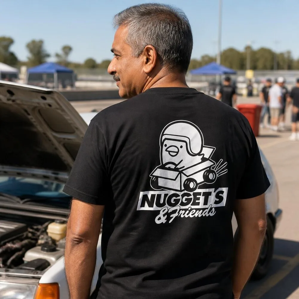 Men's Tee, back, with the Nuggets and Friends print