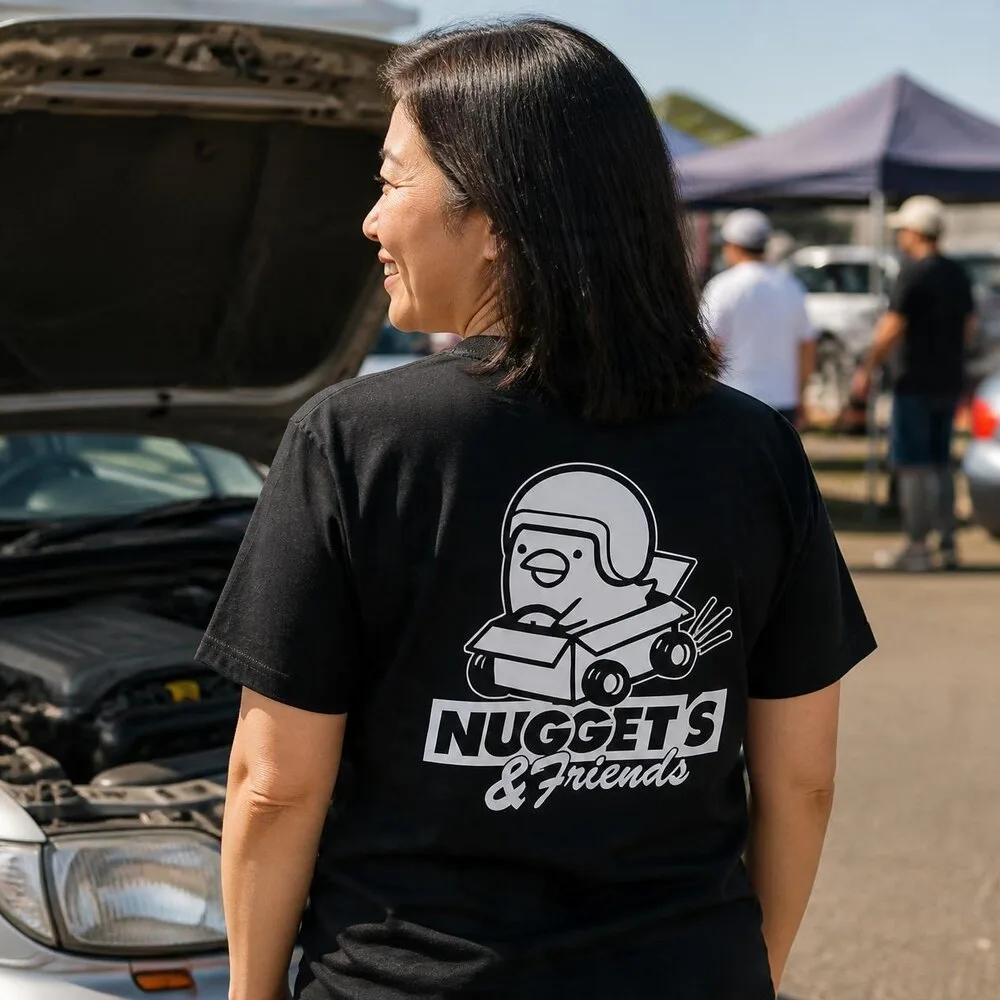 Women's Tee, back, with the Nuggets and Friends print