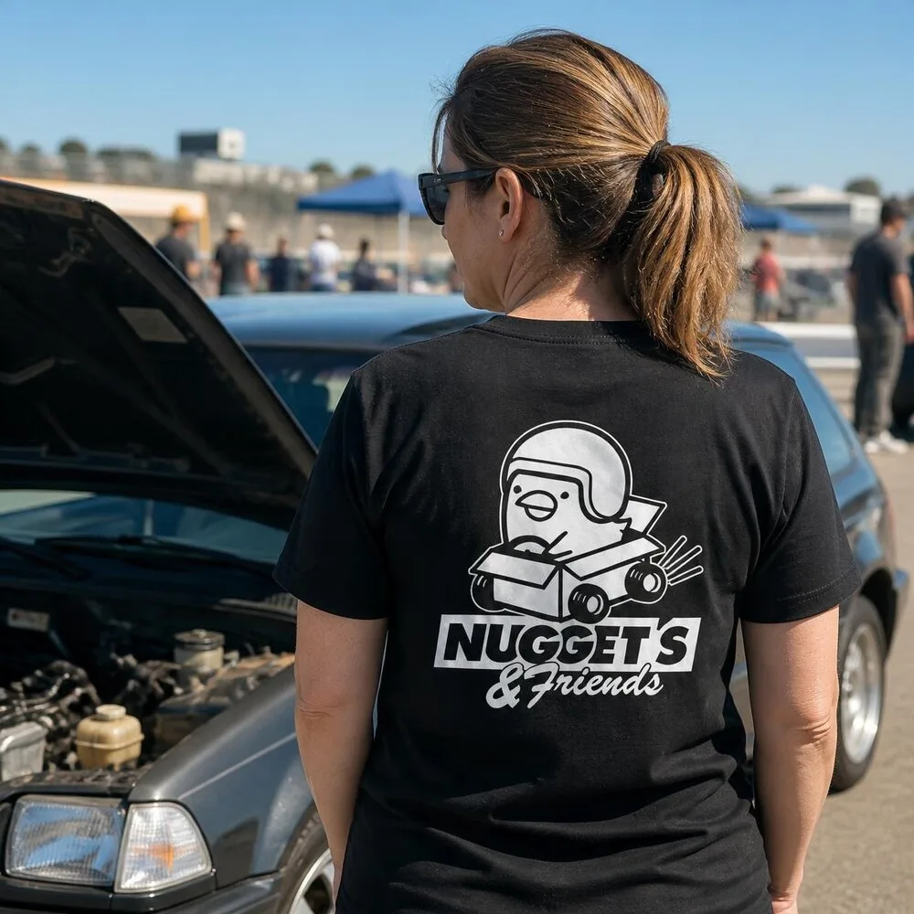 Women's Tee, back, with the Nuggets and Friends print