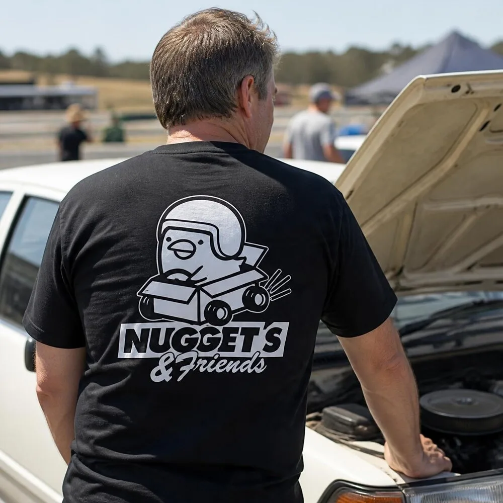 Men's Tee, back, with the Nuggets and Friends print