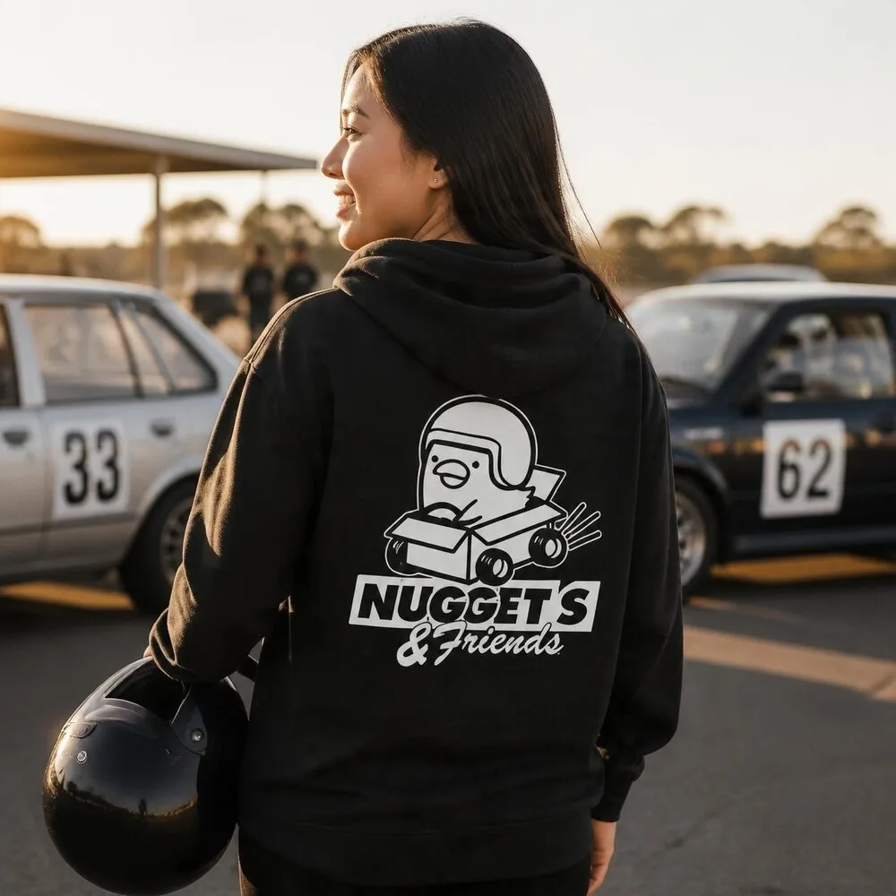 Women's Hoodie, back, with the Nuggets and Friends print